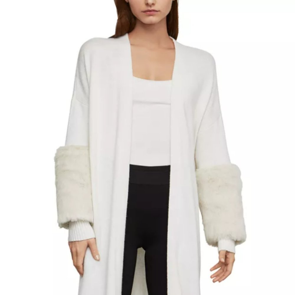 BCBG Faux Fur Open Front Cardigan Sweater